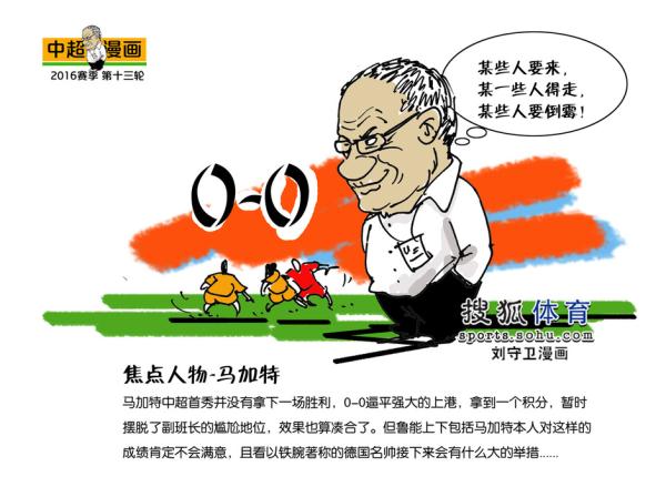刘守卫漫画：马加特成焦点 恒大四轮三平遇危机