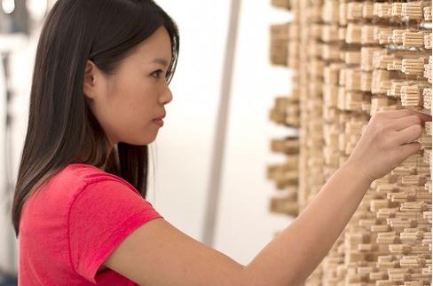 女艺术家用64000双筷子 竟然摆出成龙头像！