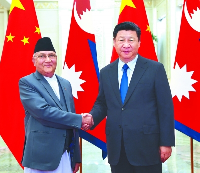 习近平会见尼泊尔总理奥利