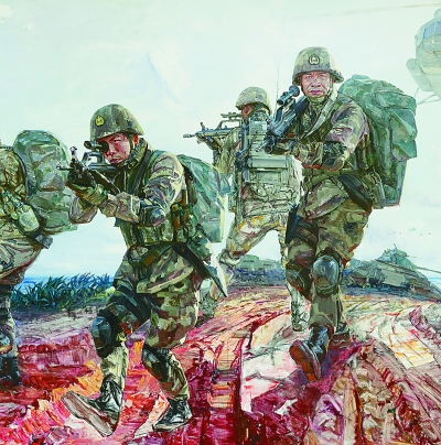 三栖尖兵——刘珪(油画) 罗田喜在"最美中国人——庆祝中国共产党第