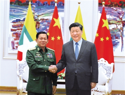 习近平会见缅甸国防军总司令敏昂莱