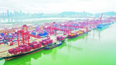 大铲湾码头装卸忙