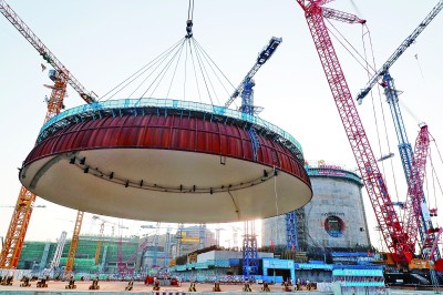 中广核广东太平岭核电项目2号机组完成穹顶吊装