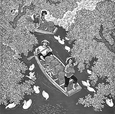 南国荔熟（版画）