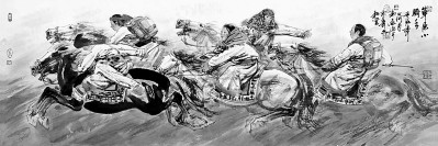 草原小骑手（纸本设色）