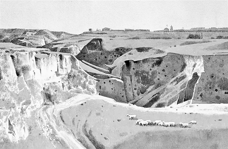 春到塬上（水彩）