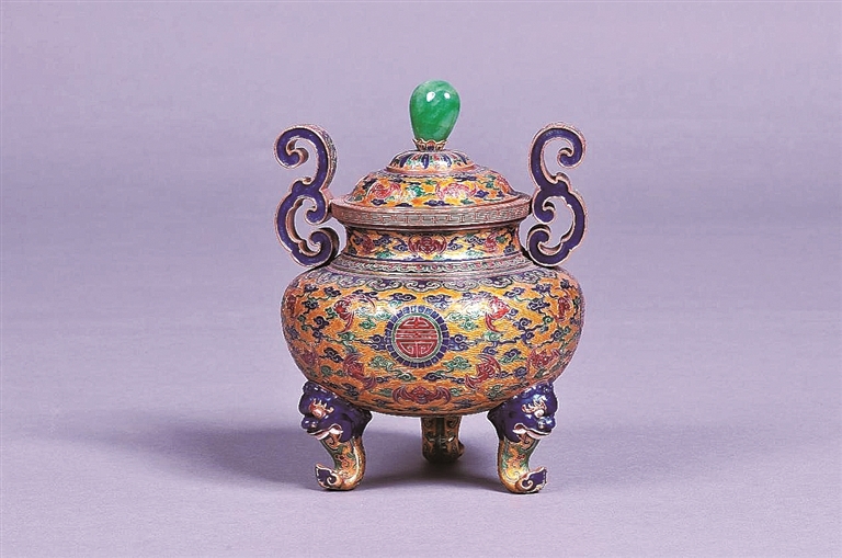 【晒晒咱的镇馆之宝52】清乾隆錾胎珐琅金鼎：广作錾胎珐琅巅峰之作