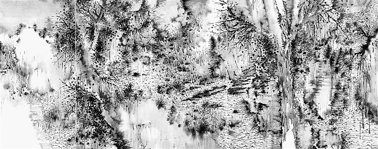 林泉（纸本水墨）
